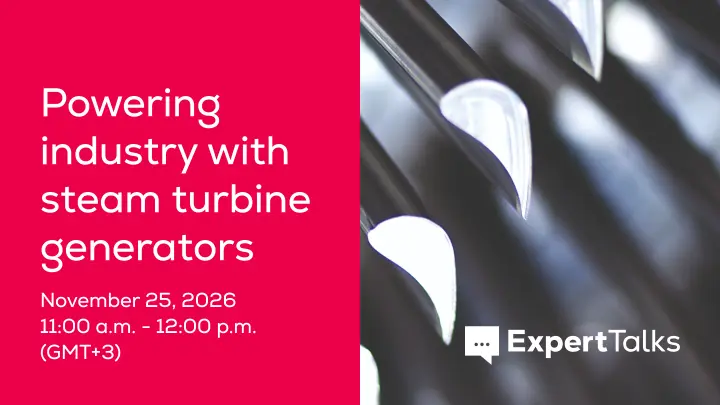 Thumbnail shows steam turbine visual and annnounces an ExpertTalk on November 25, 2026 11:00 AM - 12:00 PM GMT 3