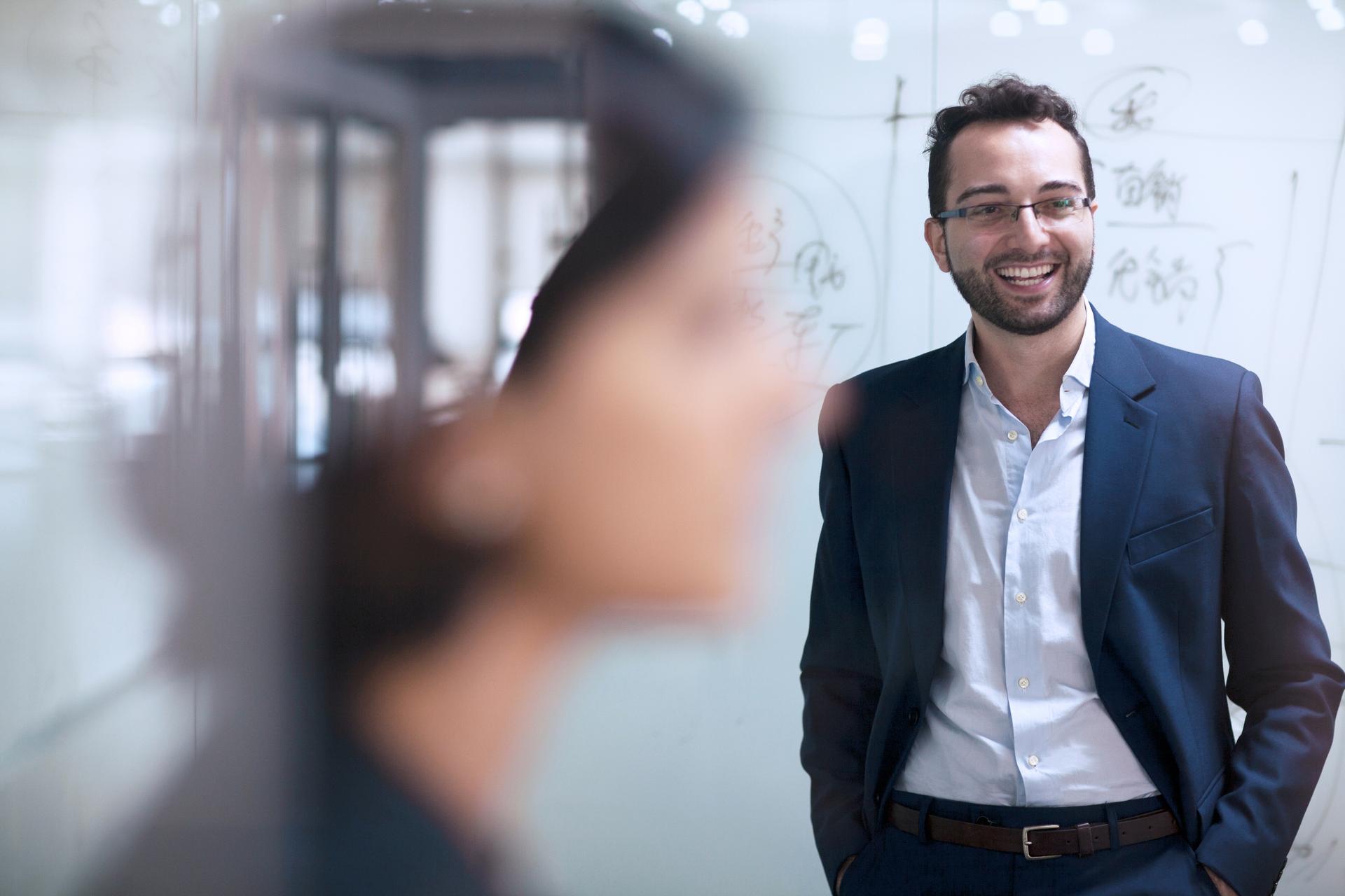 Man smiling in design studio office