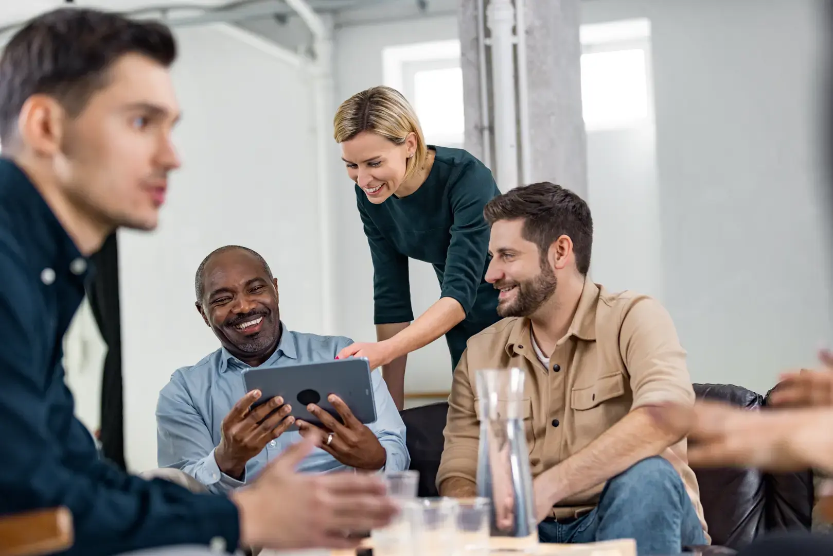 man with headset in fron of computer