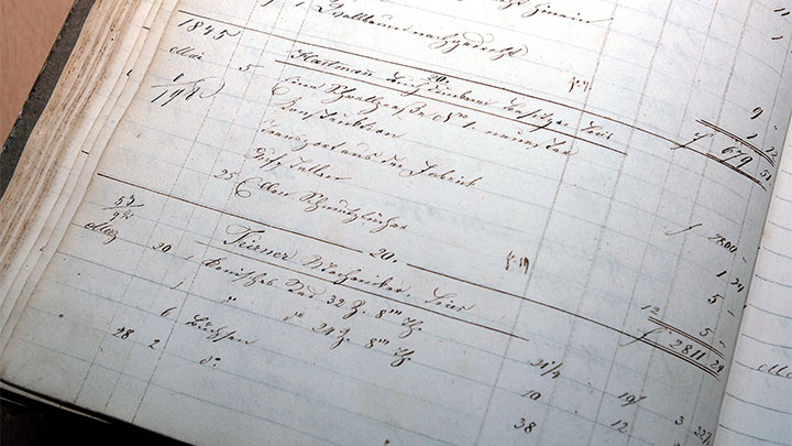Close-ups of an old account book