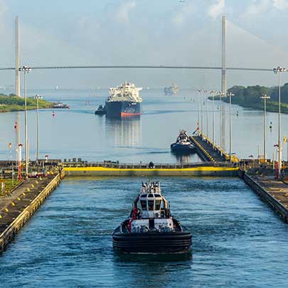 Ship enters the channel