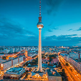 View of the Berlin TV Tower at night