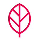 Red stylized leaf icon divided into five sections with a visible stem