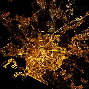 arial view of city lights