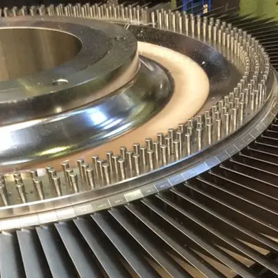 close-up of a steam turbine