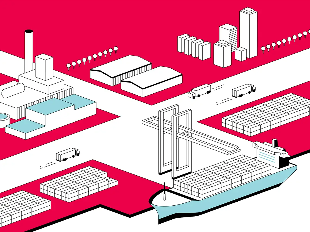Illustration of a habor scene
