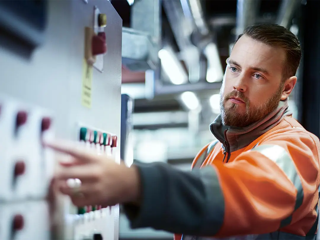 service employee checking the settings