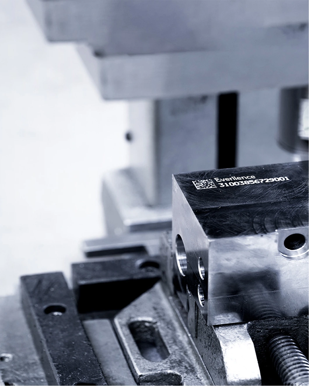 close up of metal with product stamp