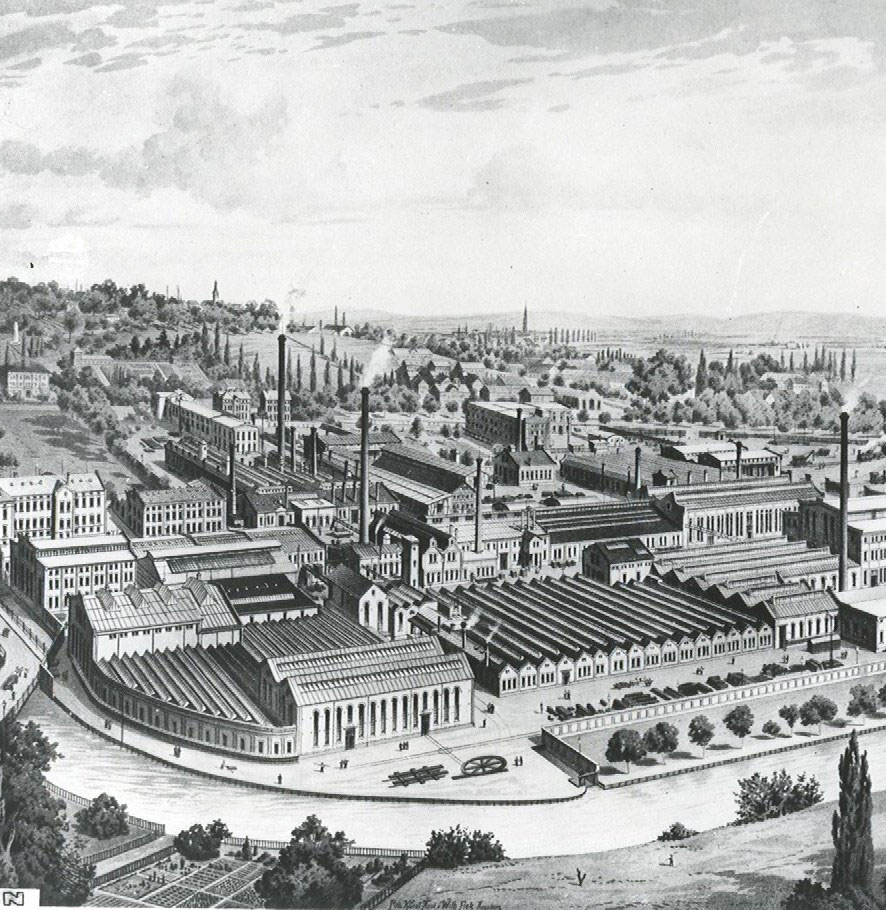 Historical picture of the factory premises in Augsburg