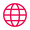 Red globe icon with latitude and longitude lines