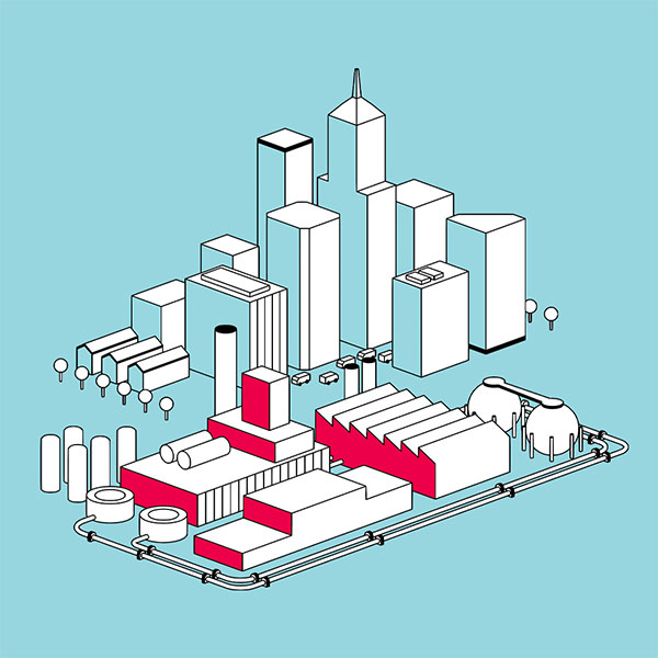 graphic showing industrial heat pump installation