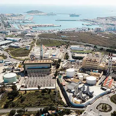 arial view of industrial plant in Ibiza
