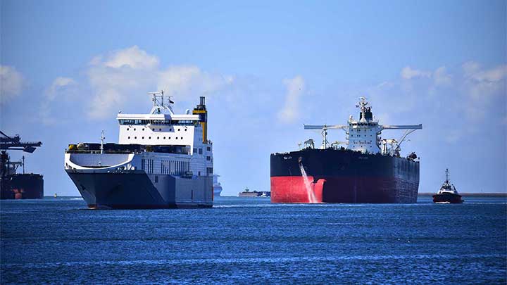 two container ships on the open sea