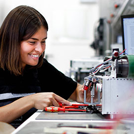 Trainee in the electronics laboratory