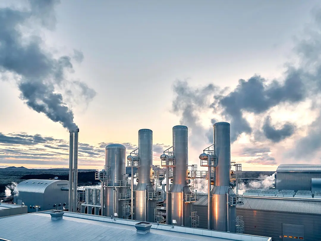 chimneys of a power plant