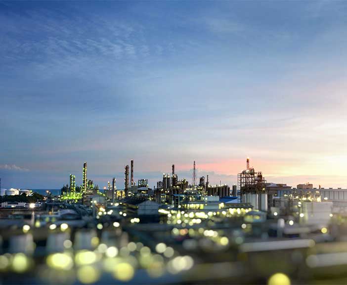 power plant sunset
