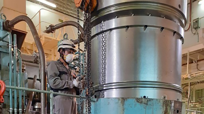 service employee working on boad of a ship