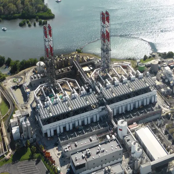 aerial view of power plant