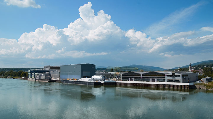view on Deggendorf plant from the waterfront