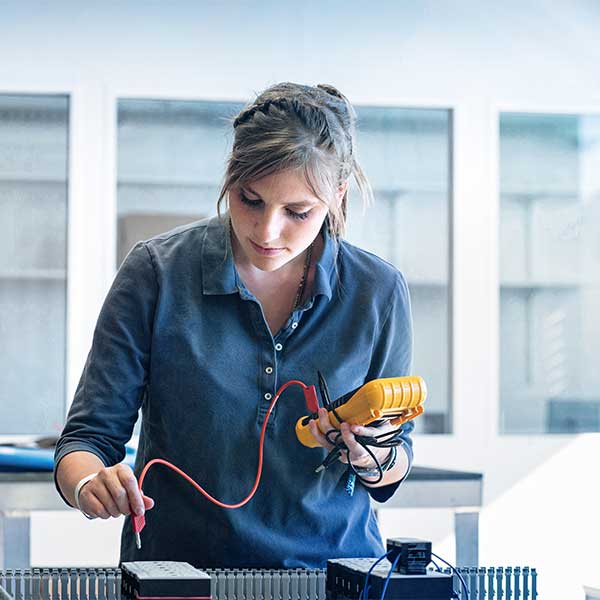 woman with testing device