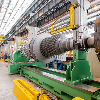 workshop with turbine in service