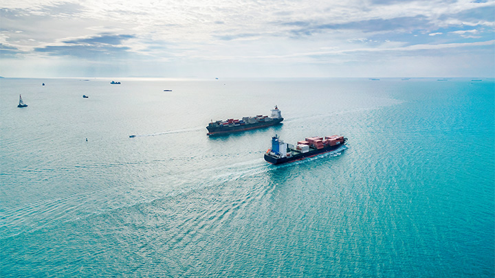 two container ships on open sea