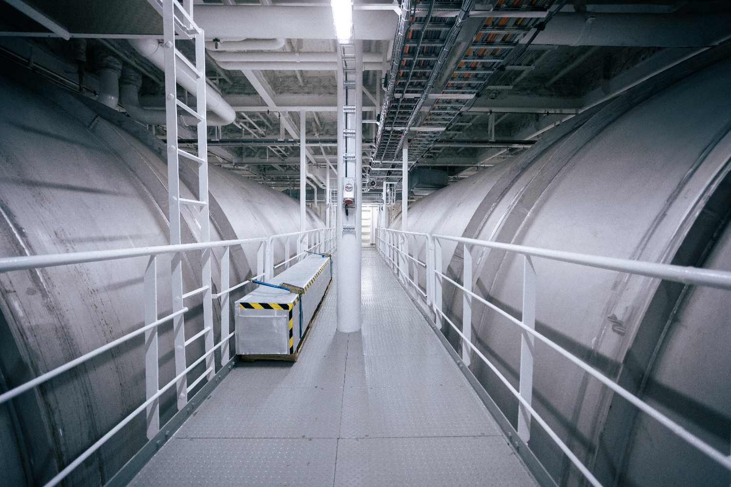 Insulated LNG fuel tanks aboard the Tallink MyStar ferry.