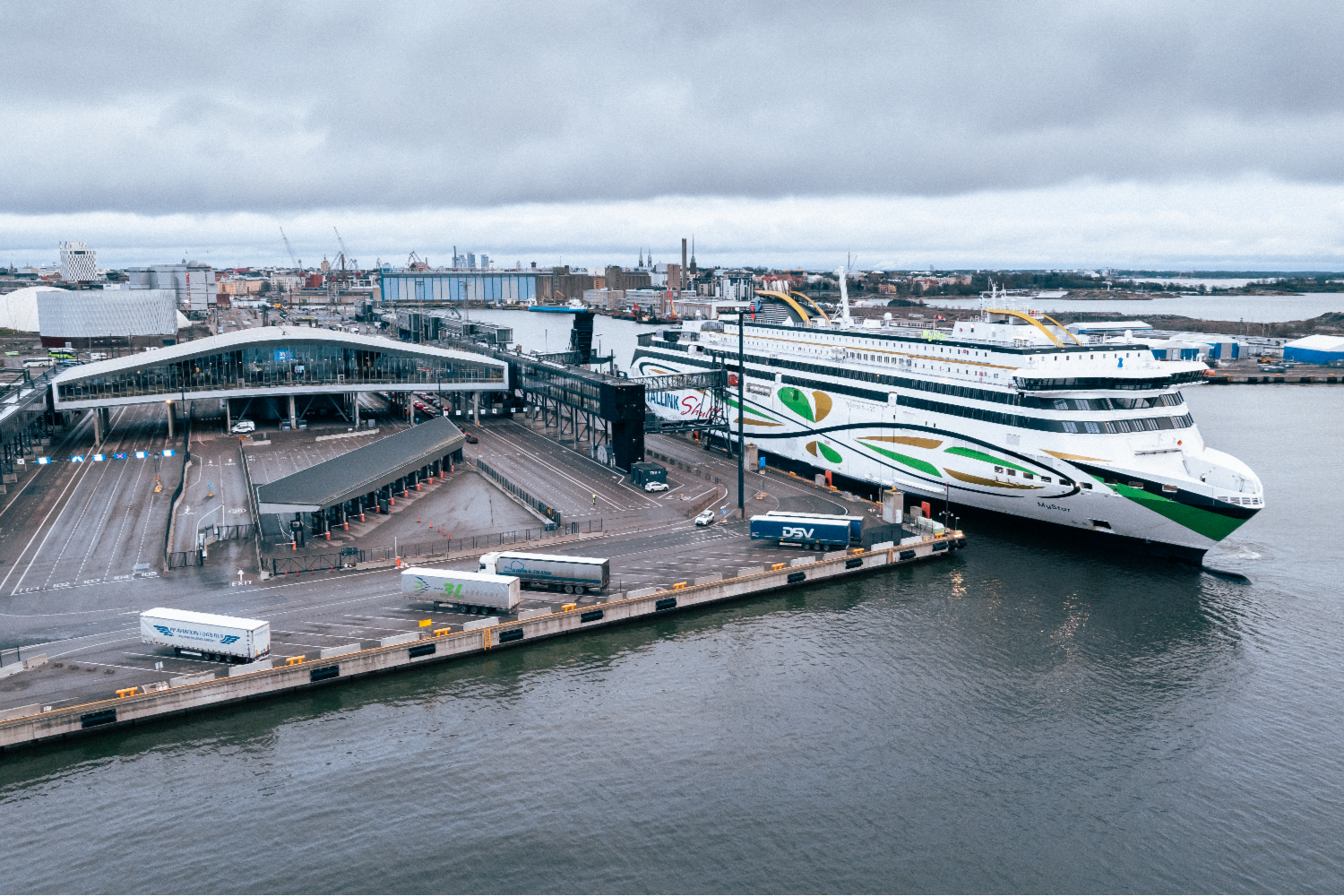 Tallink’s LNG ferry MyStar docked at Helsinki West Terminal.
