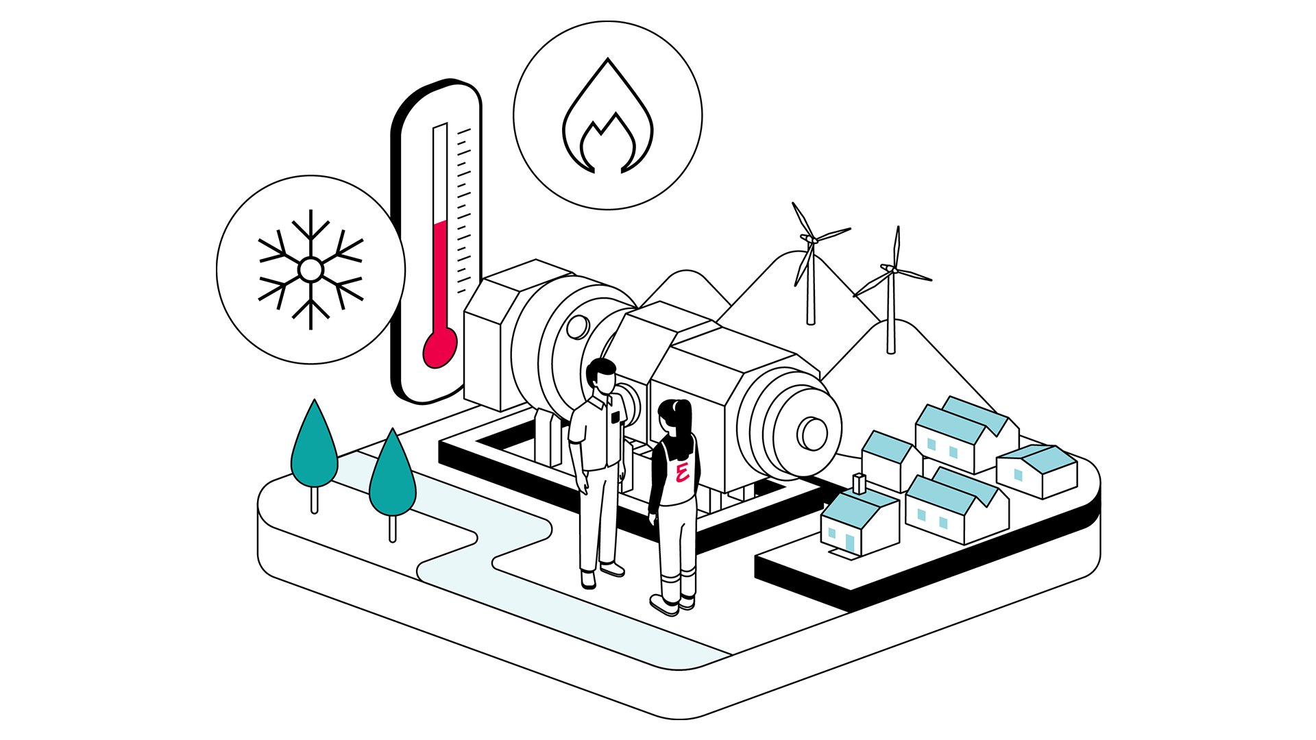 Illustration of industrial heat pump