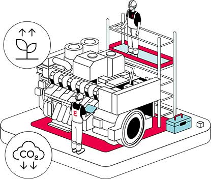 illustration of retrofitting an engine