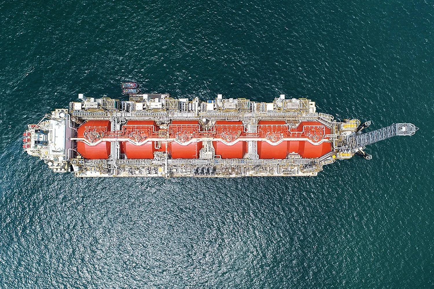 Floating liquefied natural gas (FLNG) facility at sea