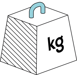 Simple graphic of a weight block with “kg” label, representing engine mass or fuel-related metrics