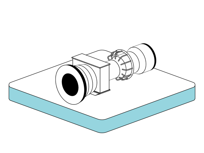 Simple illustration of an aeroderivative turbine on a platform