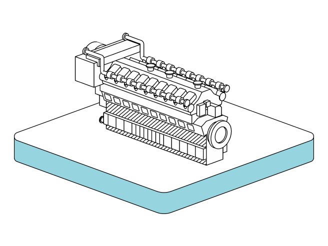 Medium-speed engine illustration on a platform