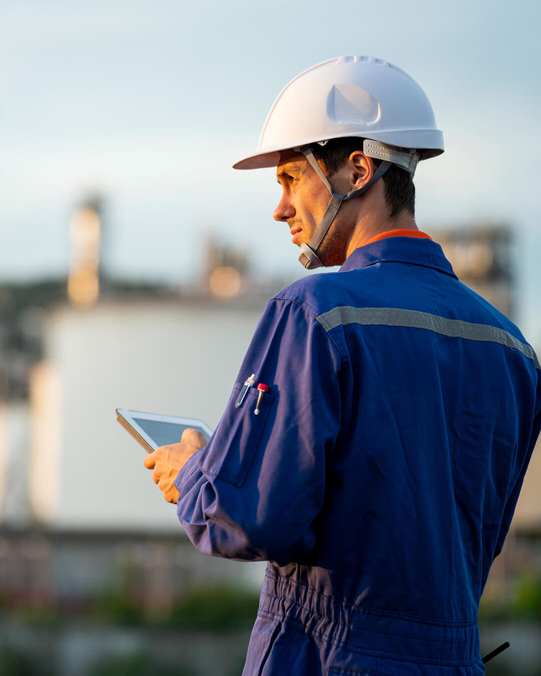 Man on-site with tablet