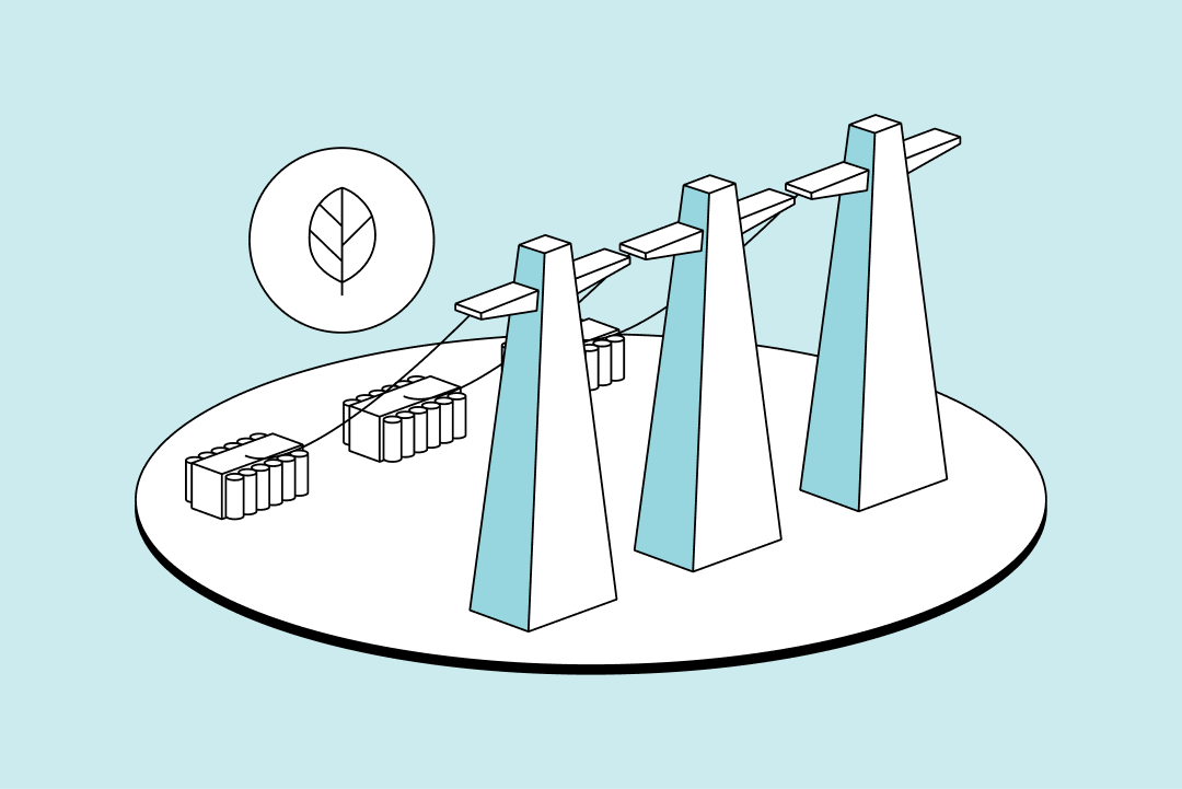 Grid illustration with icon