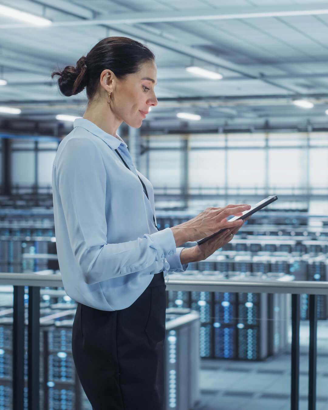 Woman in data center