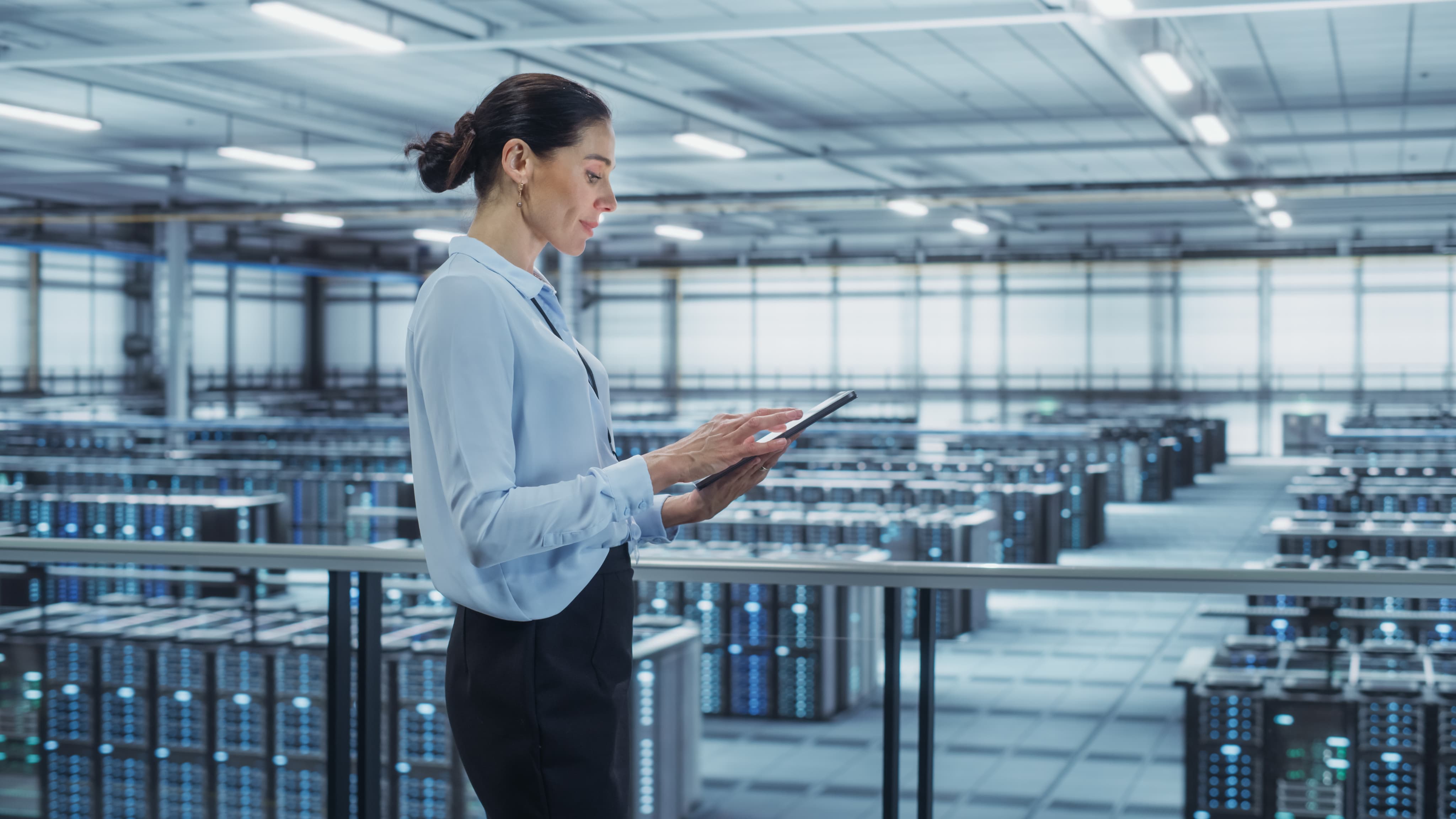 Woman in server room