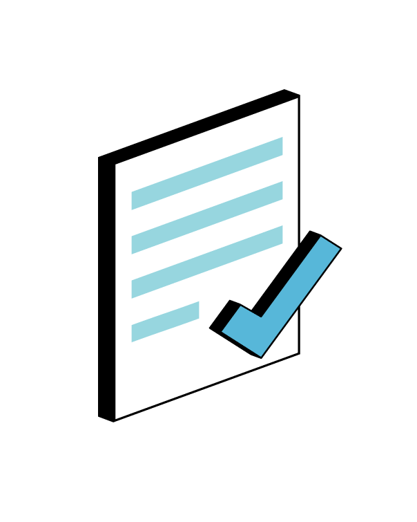 Checklist document icon with a check mark.
