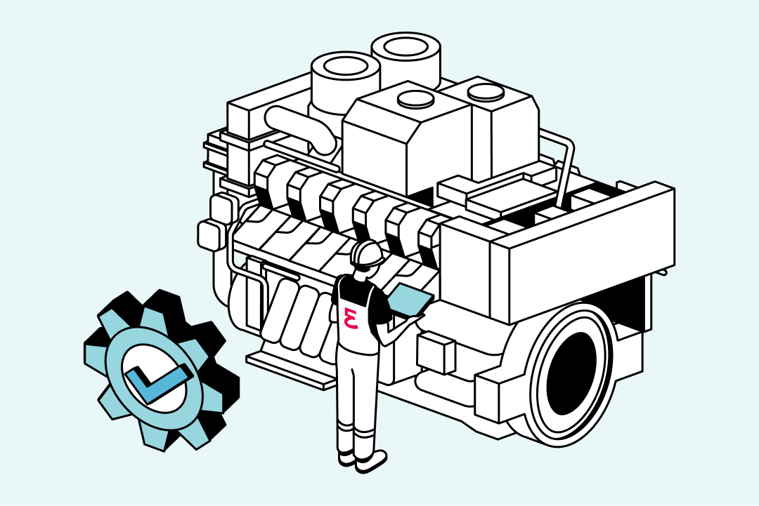illustration of engineer working on engine