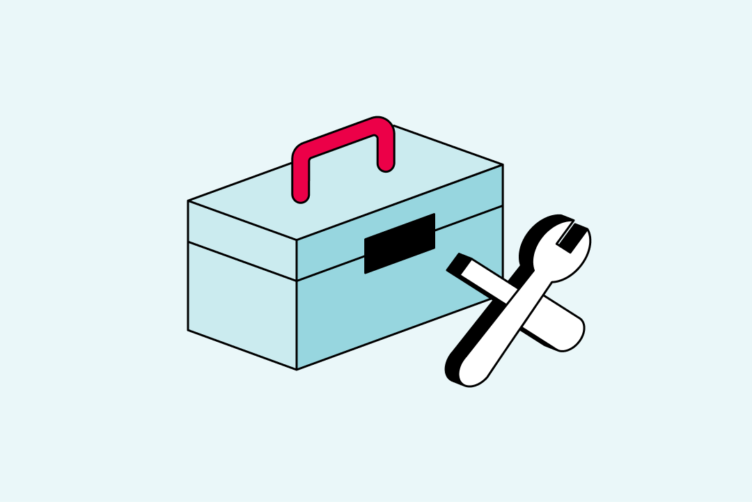 illustration of toolbox and tools