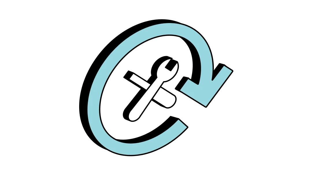 Illustration of a wrench inside a circular arrow