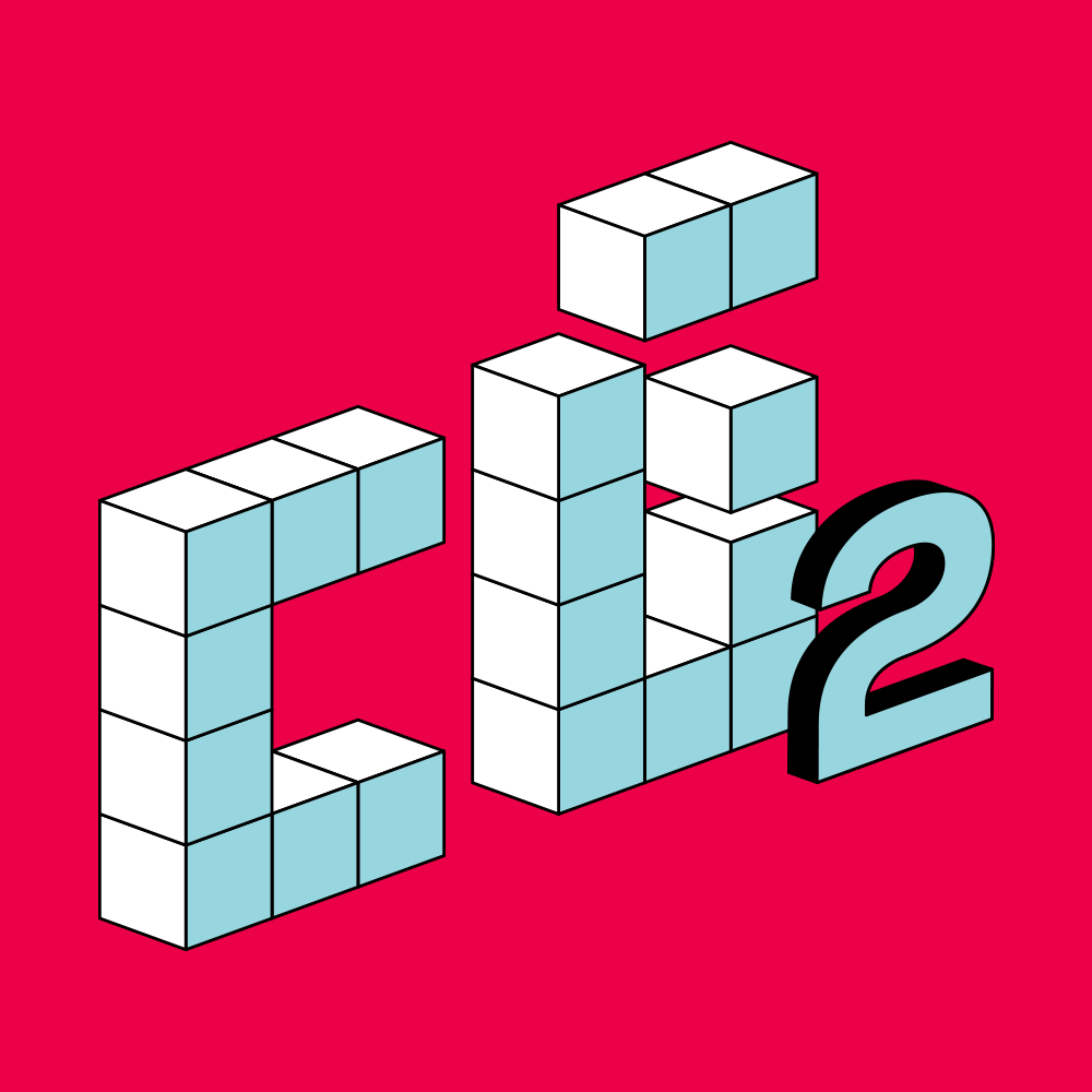 Visual of the letters CO2 composed of illustrated blocks