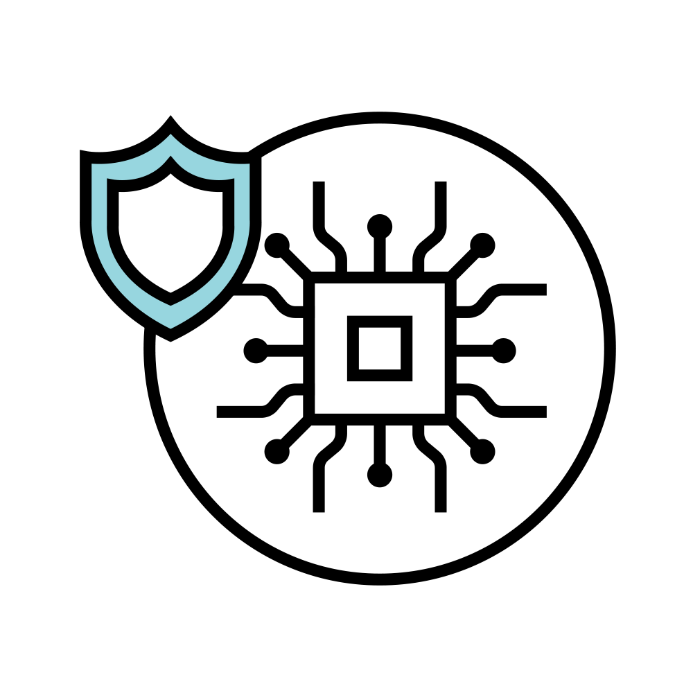 Router icon with antenna and shield symbol for secure network