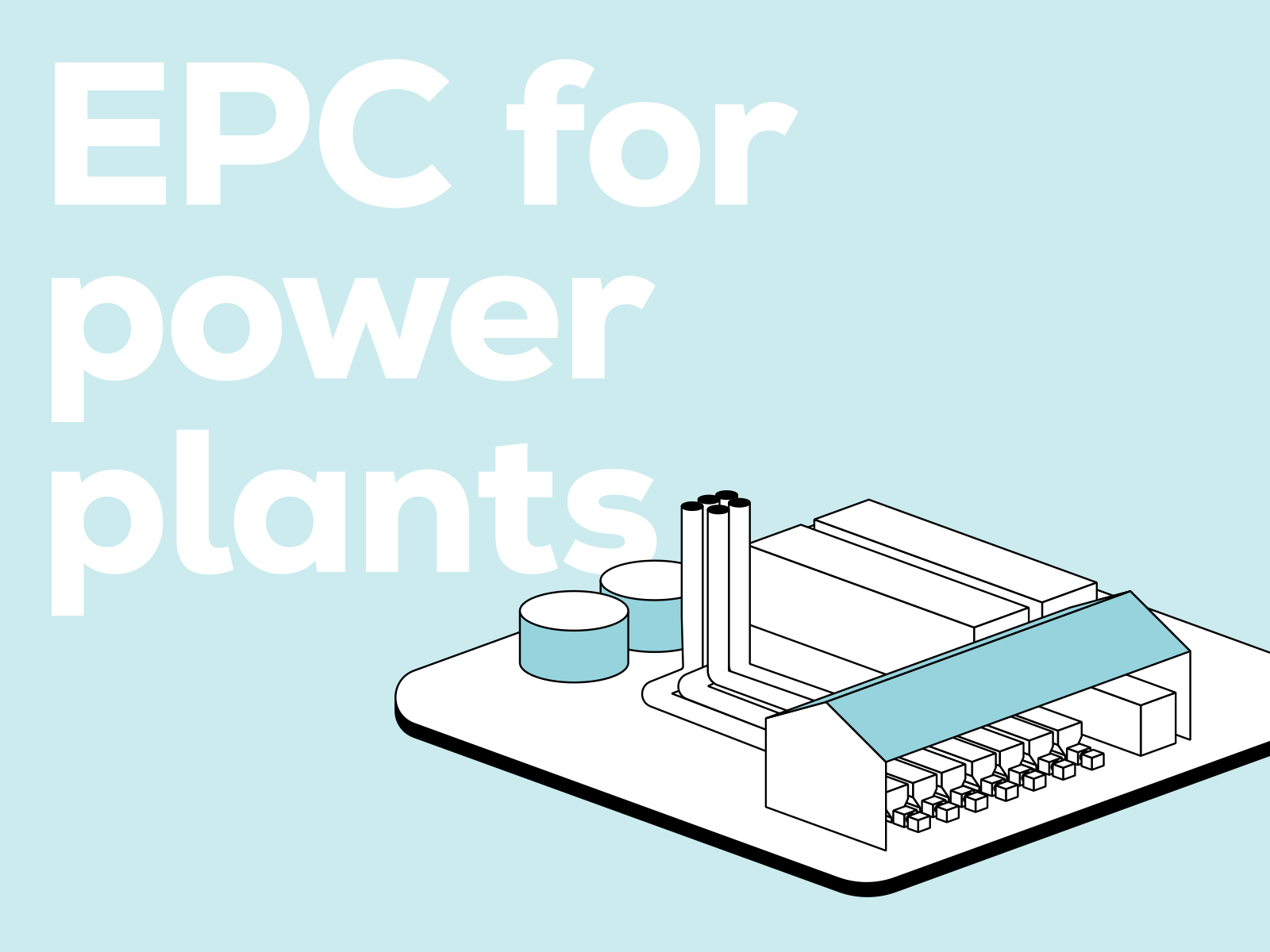 Illustration of a power plant with CO₂ reduction and sustainability symbols