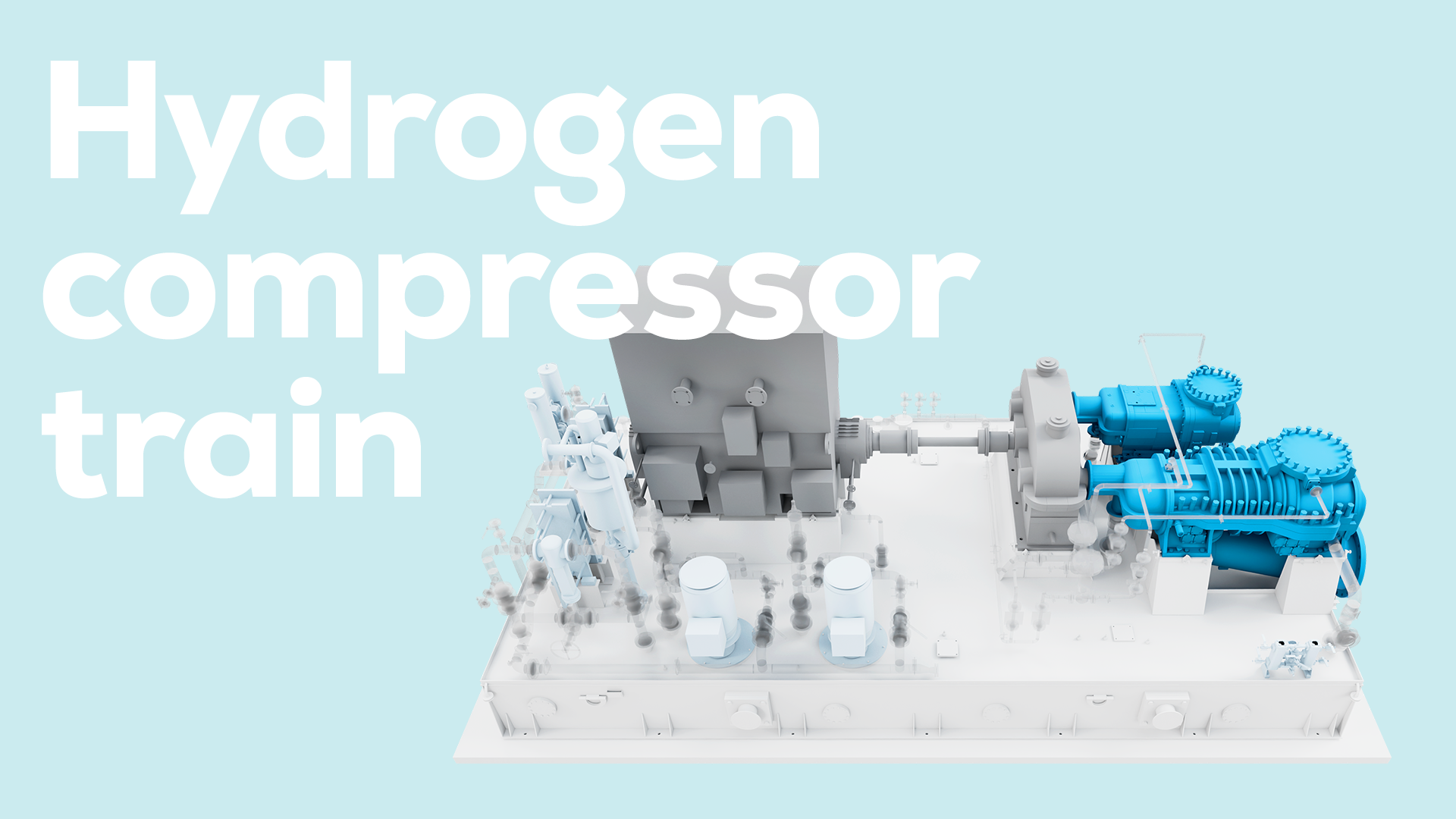 Industrial hydrogen compressor with multiple cylinders and pipe connections