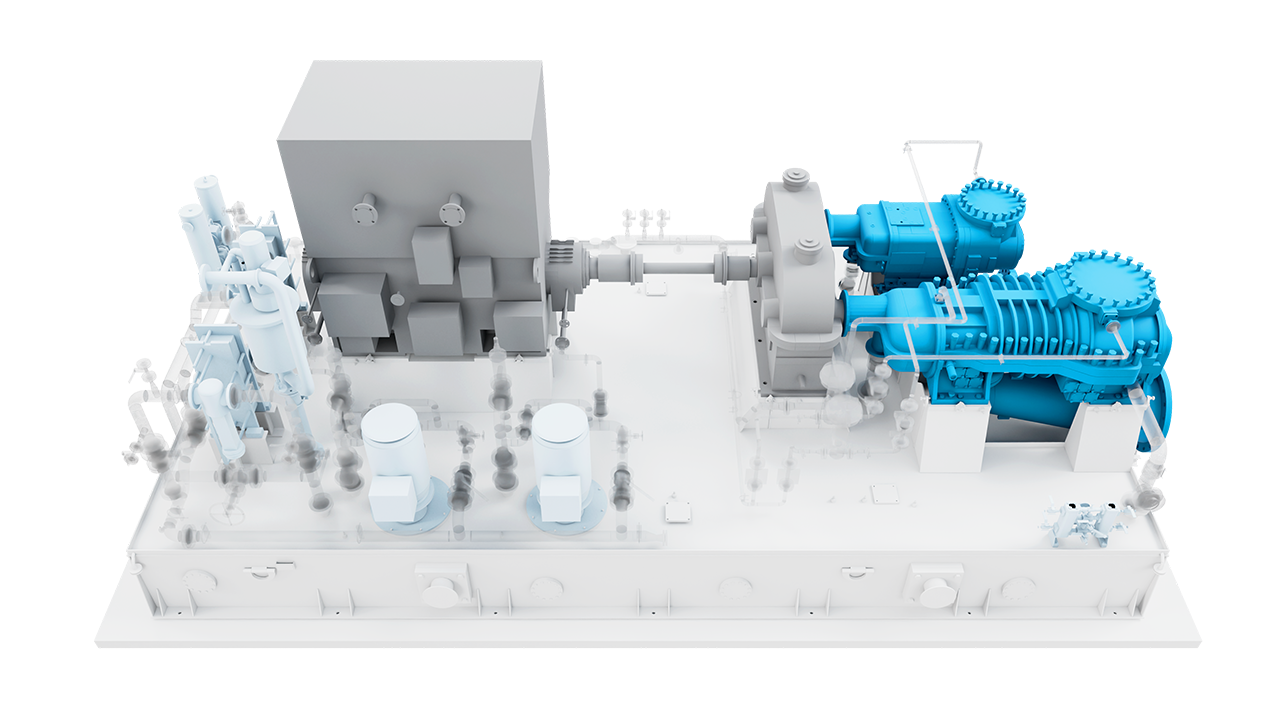 Metallic hydrogen compressor with dual shafts and multiple bolted casings