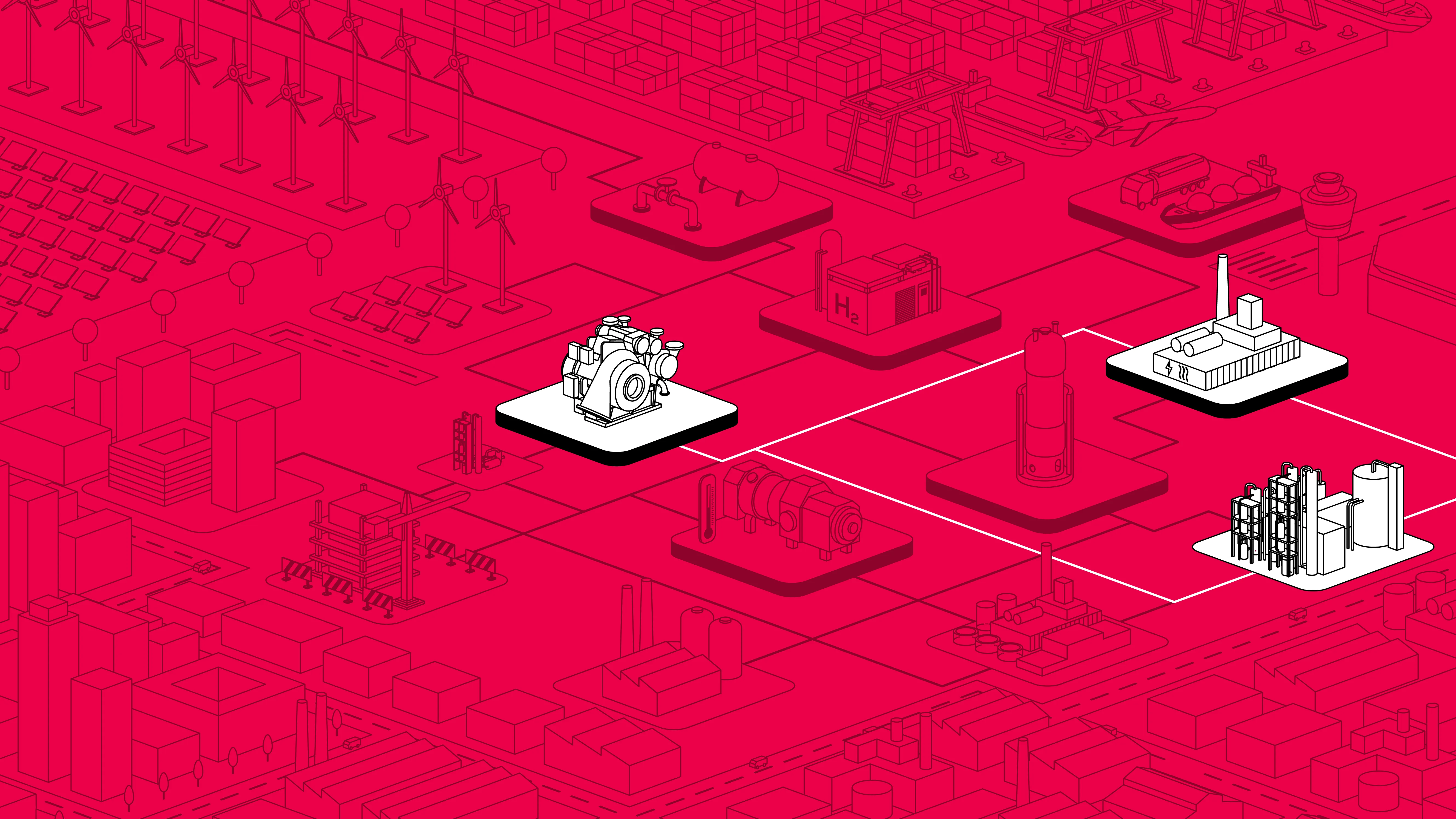 Future fuel producer illustration showing systems supporting power grid services
