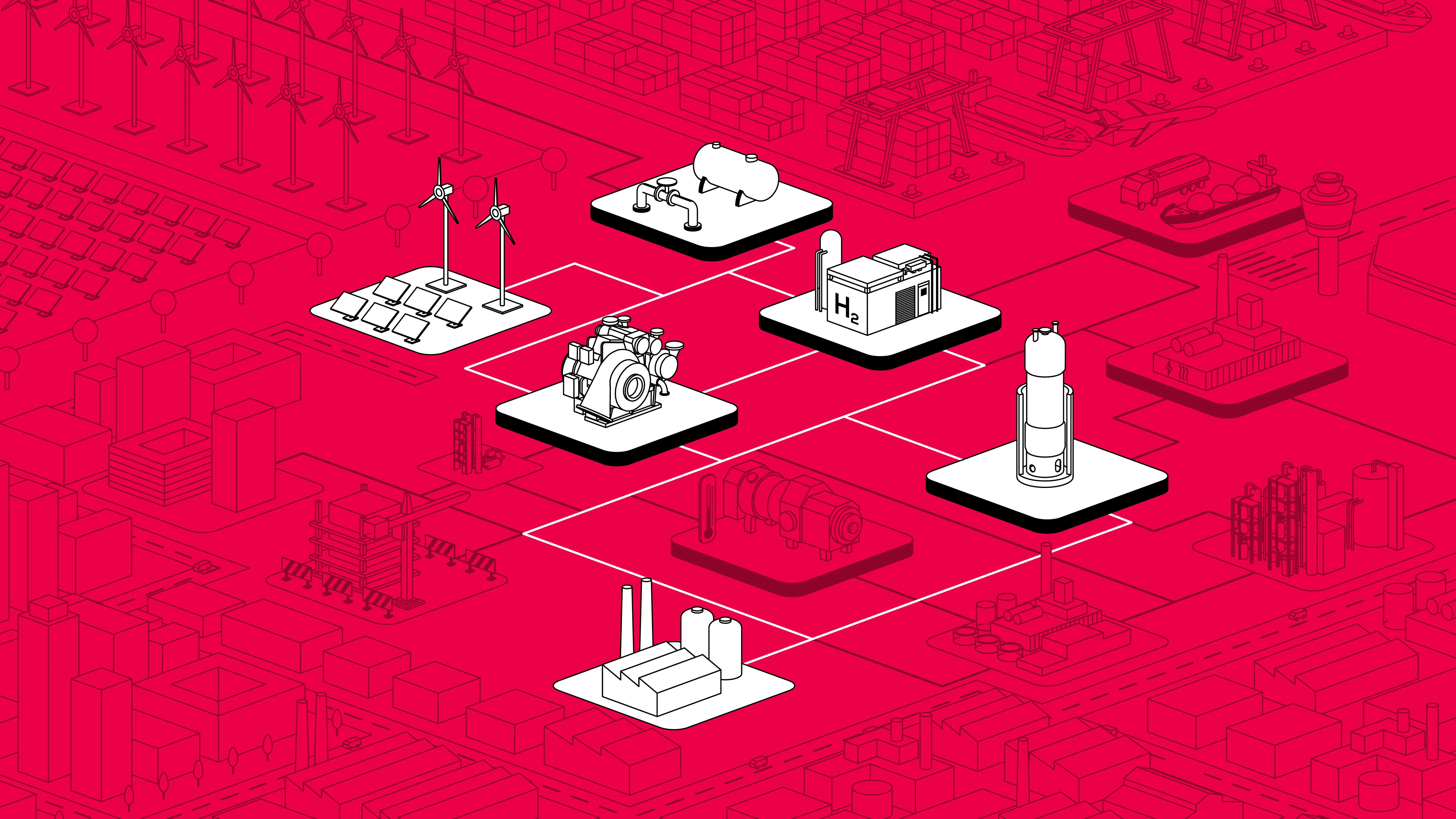 Industrial plant owner illustration highlighting hydrogen compression modules