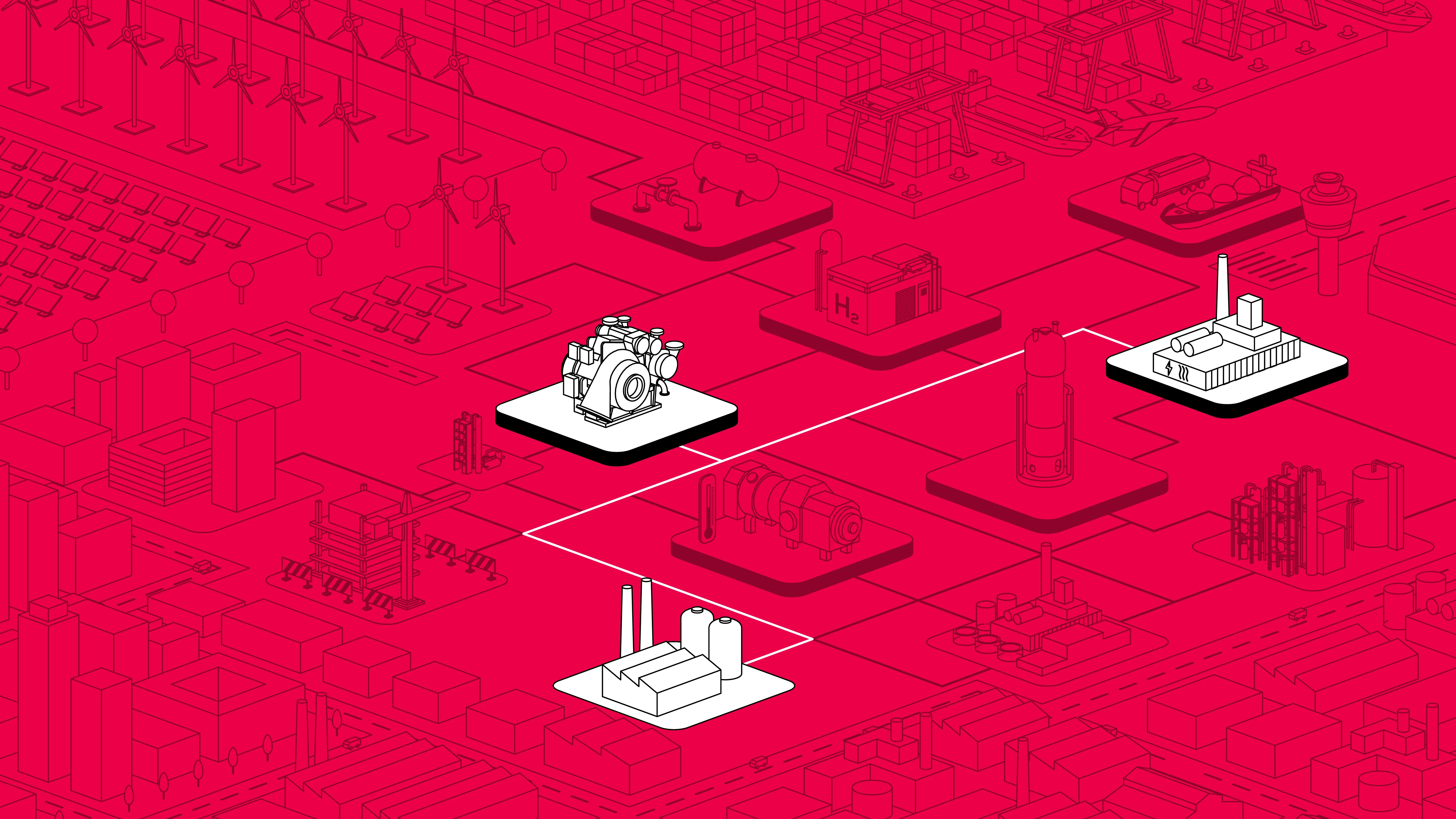 Industrial plant owner illustration showing systems supporting power grid services
